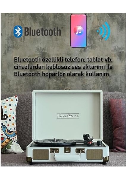 Master ST14012 Retro Pikap - Kum Beyazı - Bluetooth ve Şarj Özellikli - Tüm Plakları Çalabilme fiyatları