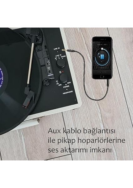 Master ST14012 Retro Pikap - Kum Beyazı - Bluetooth ve Şarj Özellikli - Tüm Plakları Çalabilme indirimleri