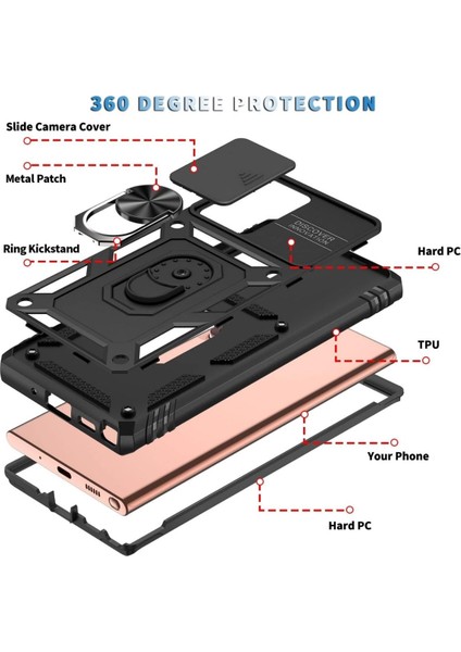 Samsung Galaxy Note 20 Ultra Uyumlu Tank Kılıf Yüzüklü Standlı Extra Darbe Koruma Zırhlı Outdoor Kapak - Lacivert indirimleri