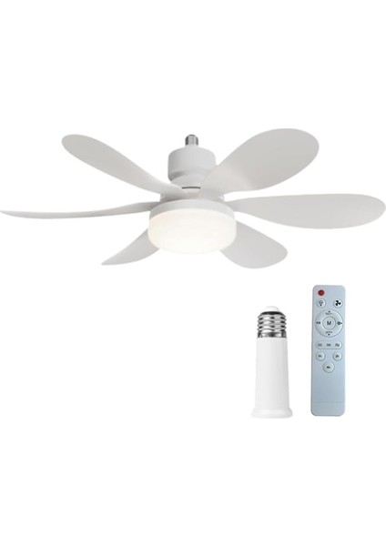 Vantilatörü Aydınlatmalı, 40W E26/27 LED Fan Lambası Büyük Uzaktan Kumandalı ve Ekstensor, Kısılabilir, 3 Rüzgar Hızı, Yeni 52CM Tavan Vantilatör Zamanlayıcı