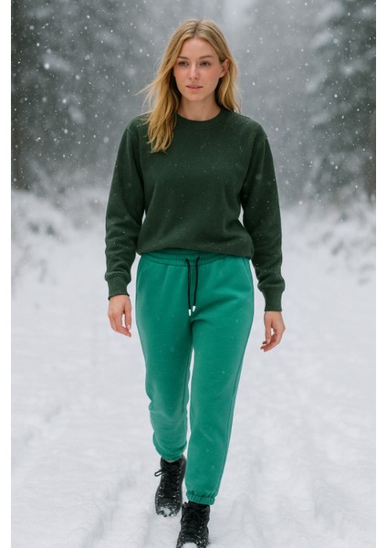 3iplik Şardonlu Kışlık Lastilkli Paça Kadın Eşofman Altı modelleri