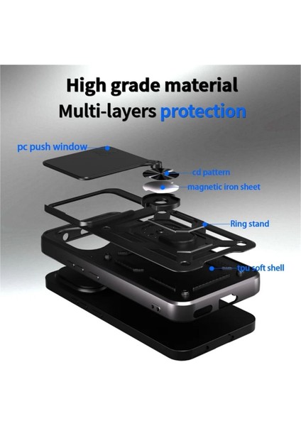 Honor 400 Uyumlu Tank Kılıf Yüzüklü Standlı Extra Darbe Koruma Zırhlı Outdoor Kapak - Lacivert fırsatları