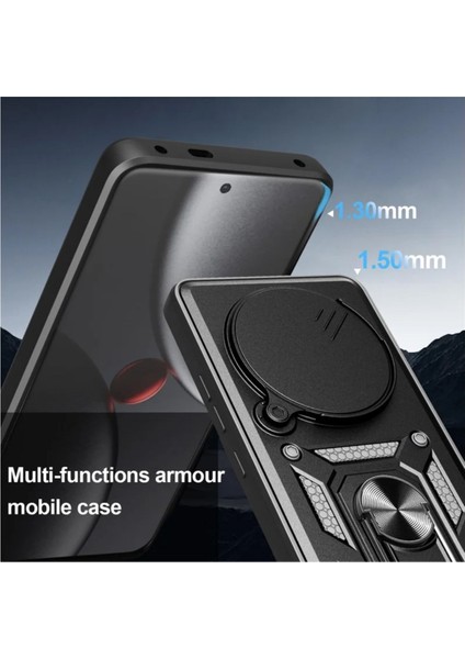 Xiaomi 15 Ultra Uyumlu Tank Kılıf Yüzüklü Standlı Extra Darbe Koruma Zırhlı Outdoor Kapak - Gri fırsatları