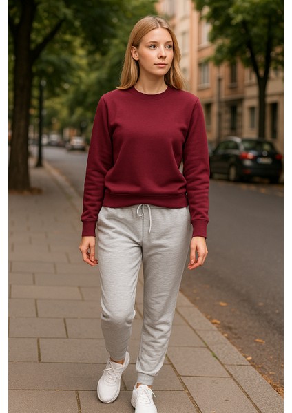 3iplik Şardonlu Kışlık Lastilkli Paça Kadın Eşofman Altı