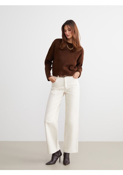 Yeni Sezon Beli Kemerli Wideleg Kadın Jean Pantolon