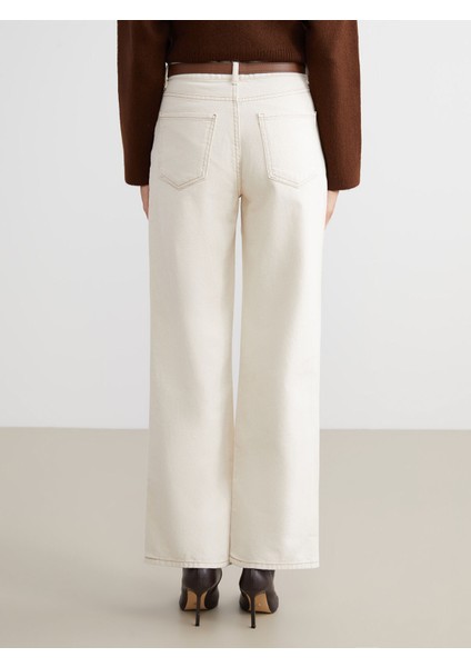 Yeni Sezon Beli Kemerli Wideleg Kadın Jean Pantolon fırsatları