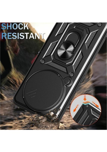 Infinix Zero 40 Uyumlu Tank Kılıf Yüzüklü Standlı Extra Darbe Koruma Zırhlı Outdoor Kapak - Siyah modelleri