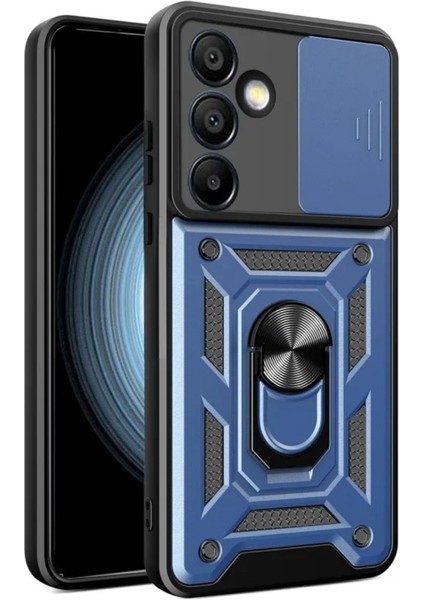 Samsung Galaxy A34 Uyumlu Tank Kılıf Yüzüklü Standlı Extra Darbe Koruma Zırhlı Outdoor Kapak - Lacivert