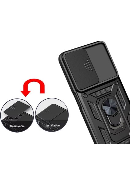 Vivo Y36 Uyumlu Tank Kılıf Yüzüklü Standlı Extra Darbe Koruma Zırhlı Outdoor Kapak - Siyah fırsatları