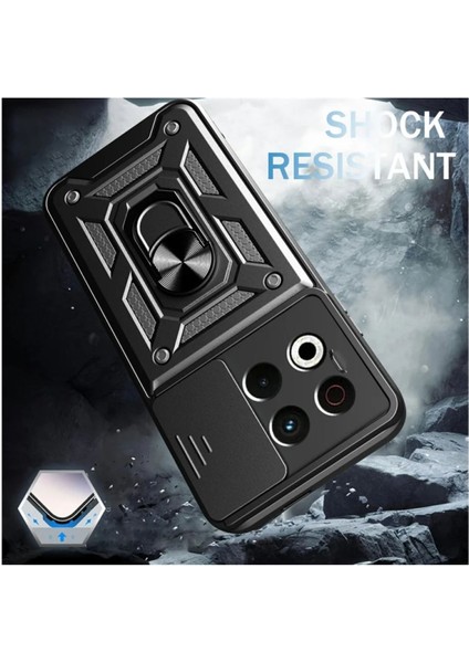 Tecno Spark 30 Pro Uyumlu Tank Kılıf Yüzüklü Standlı Extra Darbe Koruma Zırhlı Outdoor Kapak - Lacivert fiyatları