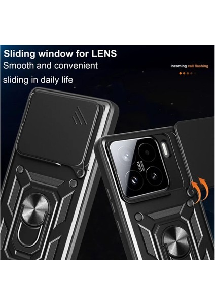Xiaomi 15 Uyumlu Tank Kılıf Yüzüklü Standlı Extra Darbe Koruma Zırhlı Outdoor Kapak - Kırmızı modelleri