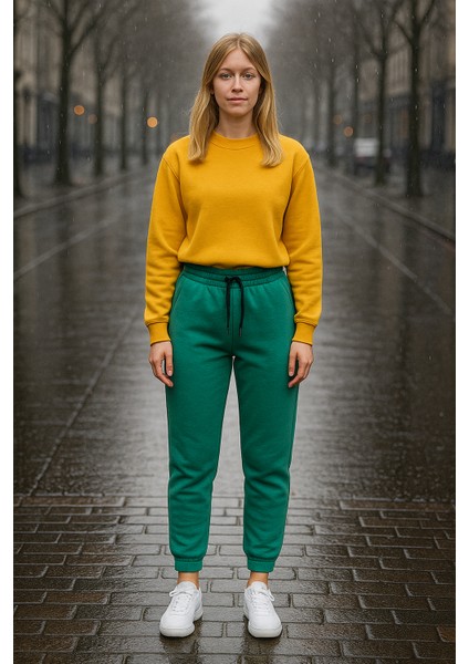 3iplik Şardonlu Kışlık Lastilkli Paça Kadın Eşofman Altı