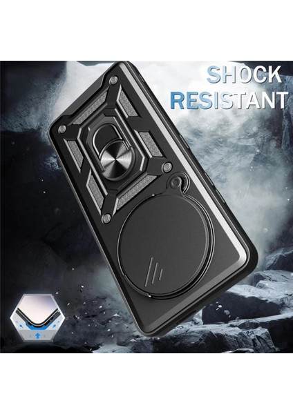 Xiaomi 15 Ultra Uyumlu Tank Kılıf Yüzüklü Standlı Extra Darbe Koruma Zırhlı Outdoor Kapak - Siyah fiyatları