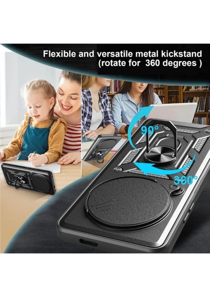 Xiaomi 15 Ultra Uyumlu Tank Kılıf Yüzüklü Standlı Extra Darbe Koruma Zırhlı Outdoor Kapak - Siyah modelleri