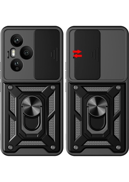 Honor 400 Pro Uyumlu Tank Kılıf Yüzüklü Standlı Extra Darbe Koruma Zırhlı Outdoor Kapak - Siyah fiyatları