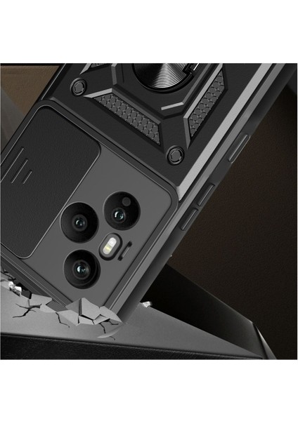 Honor 400 Pro Uyumlu Tank Kılıf Yüzüklü Standlı Extra Darbe Koruma Zırhlı Outdoor Kapak - Siyah modelleri