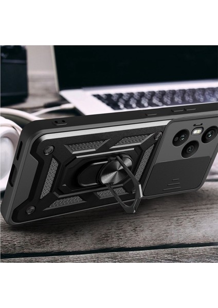 Honor 400 Pro Uyumlu Tank Kılıf Yüzüklü Standlı Extra Darbe Koruma Zırhlı Outdoor Kapak - Lacivert fırsatları