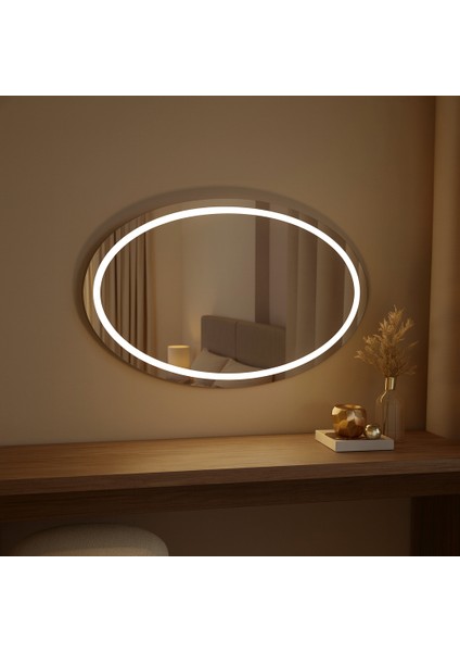 LED Işıklı Oval Ayna – Modern Dekoratif Banyo Aynası