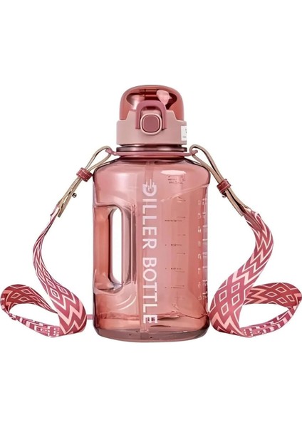 1700ML Mega Boy Askılı Kulplu Motivasyon Tritan Su Matarası (Kırmızı)