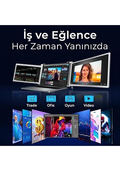 Npm Fhd 1080P IPS Type-C Taşınabilir Dizüstü Monitör Çoklayıcı Notebook Monitör (Ikili) fırsatları