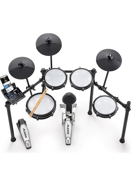 Nitro Max Kit - Elektronik Davul Seti, Dijital Bateri, Sessiz Mesh Pedli, 10 Inç Çift Bölgeli Trampet, Bluetooth, 440+ Otantik Ses, Drumeo, USB Mıdı, Tekme Pedalı
