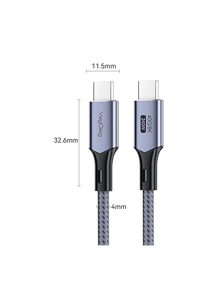 USB 4.0 E-Mark 240W 40GBPS Thunderbolt 4 8k 60Hz Type-C Görüntü Hızlı Şarj ve Data Kablosu 50 cm fırsatları