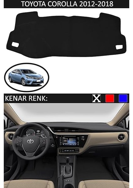 Torpido Koruma Halısı Siyah Kenar Renk Siyah Toyota Coralla 2012-2018 ile Uyumlu fiyatları