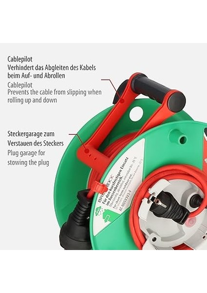 Garant G Bretec IP44 Bahçe Kablo Makarası (Çim Biçme Makinesi Için Kablo Makarası, 38 + 2 M Kablo, Kırmızı, Özel Plastik, Dış Mekanda Kısa Süreli Kullanım, Almanya'da Üretilmiştir) modelleri