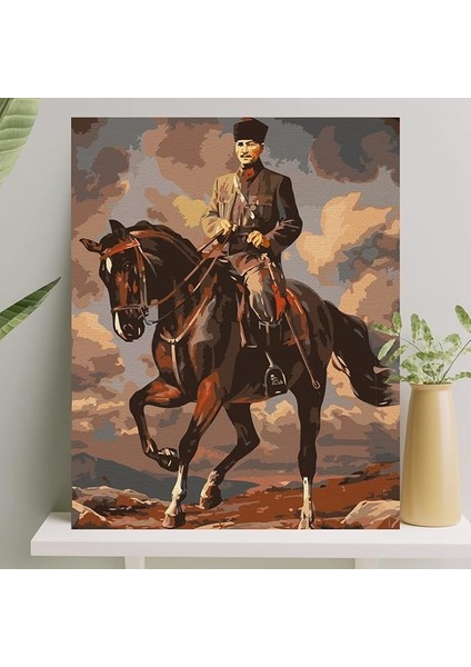 Boyama Tuval Seti Fırça Boya Dahil (Çıtalı) 40X50 cm - Atatürk