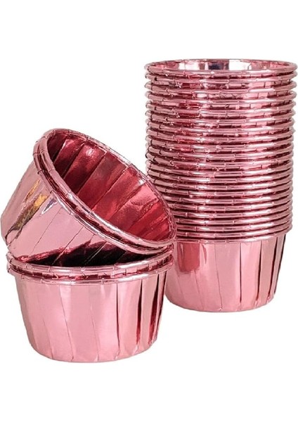 Hediye Sepeti 25'li Rose Gold Parlak Pembe Muffin Kek Kalıbı, Kek Kapsülü Cupcake Kalıbı, Airfryer Uyumlu fiyatları