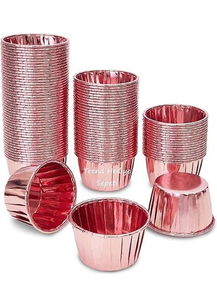 Hediye Sepeti 25'li Rose Gold Parlak Pembe Muffin Kek Kalıbı, Kek Kapsülü Cupcake Kalıbı, Airfryer Uyumlu fırsatları