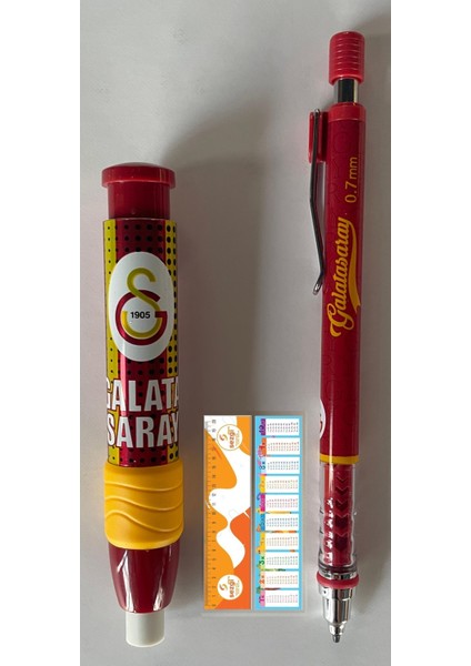 Lisanslı Mekanik Roket Silgi ve Metal Clip Versatil Kalem 0.7 mm (Kırmızı) Ile Sezgistore Kitap Ayra