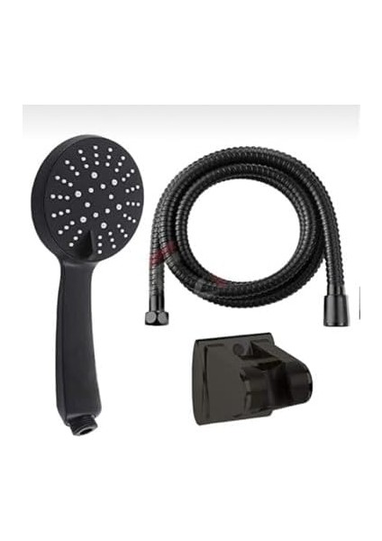 5 Fonksiyonlu Yüksek Basınçlı Duş Başlığı Mafsalı 150 cm Hortum Siyah Veya Beyaz (Siyah)