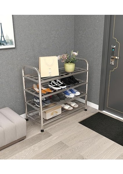 4 Katlı Ayakkabılık Düzenleyici Çok Amaçlı Raf Konsept Metal Raf Krom modelleri