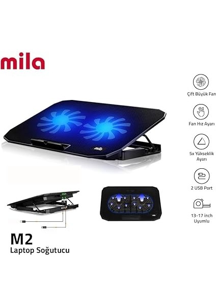 Classone Mila Serisi M2 13-17 Inch - Mavi Led,2 Fan,2 USB Gaming Notebook Soğutucu Standı fiyatları