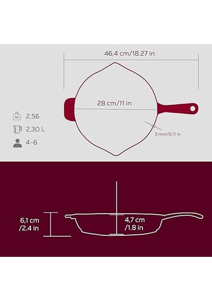 Metal Premium Serisi - Döküm Kızartma Tavası, Yuvarlak, 28 Cm, Majolik Mor indirimleri