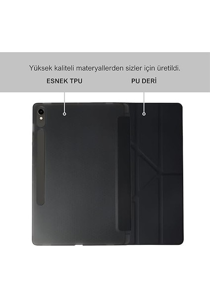 Samsung Galaxy Tab S9 Fe 10.9 Inç Uyumlu Smart Kılıf, S Pen Kalemlikli, Trifold, Esnek, Mat, Darbeye Tam Dayanıklı Tablet Kılıfı (Siyah) fiyatları