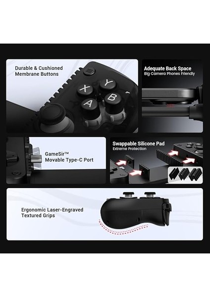 X5 Lite Type-C Mobile Gaming Controller For iPhone (Usb-C), Android &amp; Harmonyos Phones,lightweight Design, Hall Effect Sticks, Supports Radiator &amp; Pass-Through Charging (Black) fiyatları
