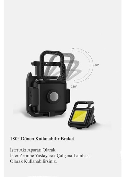 PT-909 USB Şarjlı El Feneri Siyah - Beyaz Işık Asılabilir LED Lamba fırsatları