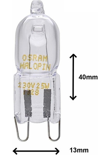 Halogen-Backofenlampe, Special Oven, G9-Sockel, Dimmbar, 40 Watt, Warmweiß - 2700K, Für Über 200 Grad Einsetzbar fiyatları