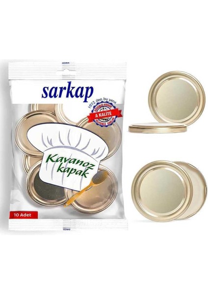 Hijyenik Paketli 10 Adet Kavanoz Kapağı - Gold - 82 mm