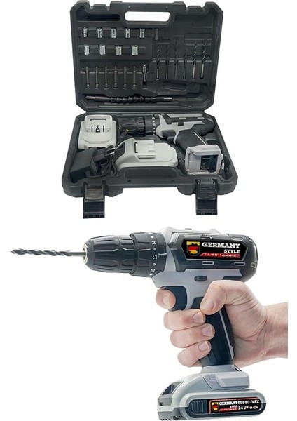 Germany Style Alman MS-92VFX Çelik Şanzıman Darbeli 15000 Mah 2 Akülü Vidalama Matkap Şarjlı Matkap