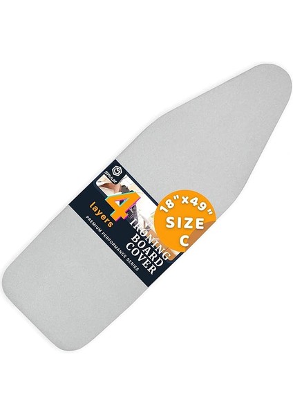 4 Katmanlı Ütü Masası Kılıfı,ütü Masası Örtüsü,ütü Masası Bezi,silikon Kaplı Isı Dayanıklı 55X135 cm Gri Renk