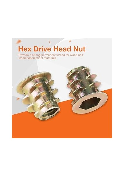Yerleştirme Somunu, M5 x 10 mm Çinko Alaşım Altıgen Tahrik Kafası Mobilya Somunları Ahşap Kullanım Için Dişli, 50 Adet fiyatları