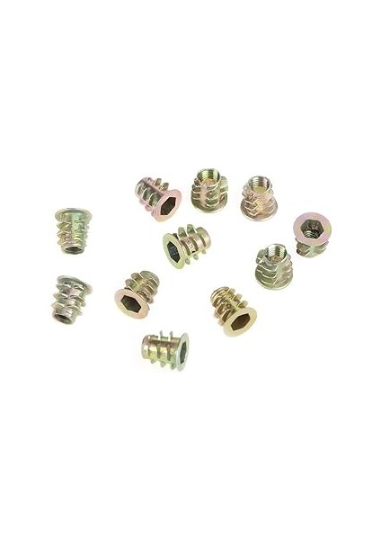 Yerleştirme Somunu, M5 x 10 mm Çinko Alaşım Altıgen Tahrik Kafası Mobilya Somunları Ahşap Kullanım Için Dişli, 50 Adet fırsatları
