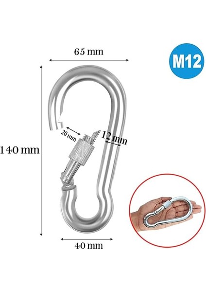 Karabina Kilitli 12 mm Yaylı Kanca Paslanmaz Çelik Kilit Tırmanma Olta Kamp Ekipmanları Hamak Anahtar Askı Kilidi 5 Adet fiyatları