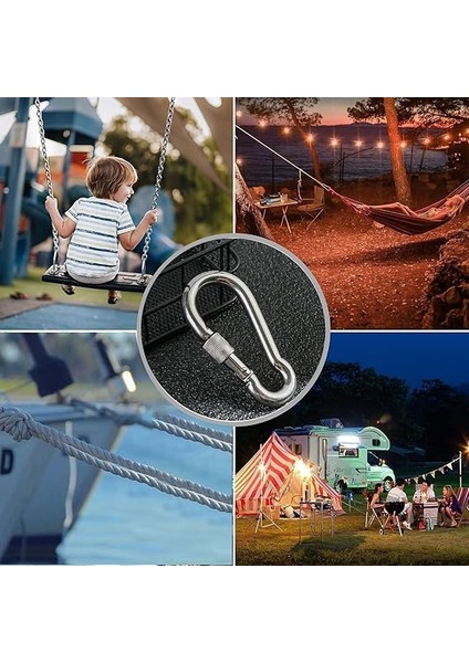 Karabina Kilitli 12 mm Yaylı Kanca Paslanmaz Çelik Kilit Tırmanma Olta Kamp Ekipmanları Hamak Anahtar Askı Kilidi 5 Adet modelleri