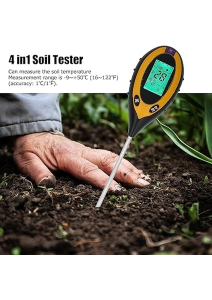 Toprak Test Kiti 4'ü 1 Arada Toprak Test Cihazı Dijital Nem Işığı ve Metre, Kapalı/dış Mekan Bitkileri Bakımı Toprak Sensörü modelleri