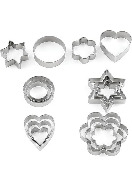 12 Parça Paslanmaz Çelik Kurabiye Kalıbı Seti – Kalp, Yıldız, Çiçek ve Daire Şekilli 301 Kalite Metal Hamur Kesici – Dayanıklı ve Hijyenik Kurabiye Şekillendirici fiyatları