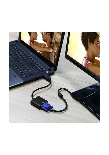 8744 Dijital HDMI To VGA Görüntü Çevirici Aparat Siyah HDMI Çıkışlı Bilgisayarların Görüntüsünü VGA Girişli Monitör, Projeksiyon Vb Görüntü Cihazlarına Aktarır, Çevirir. fırsatları